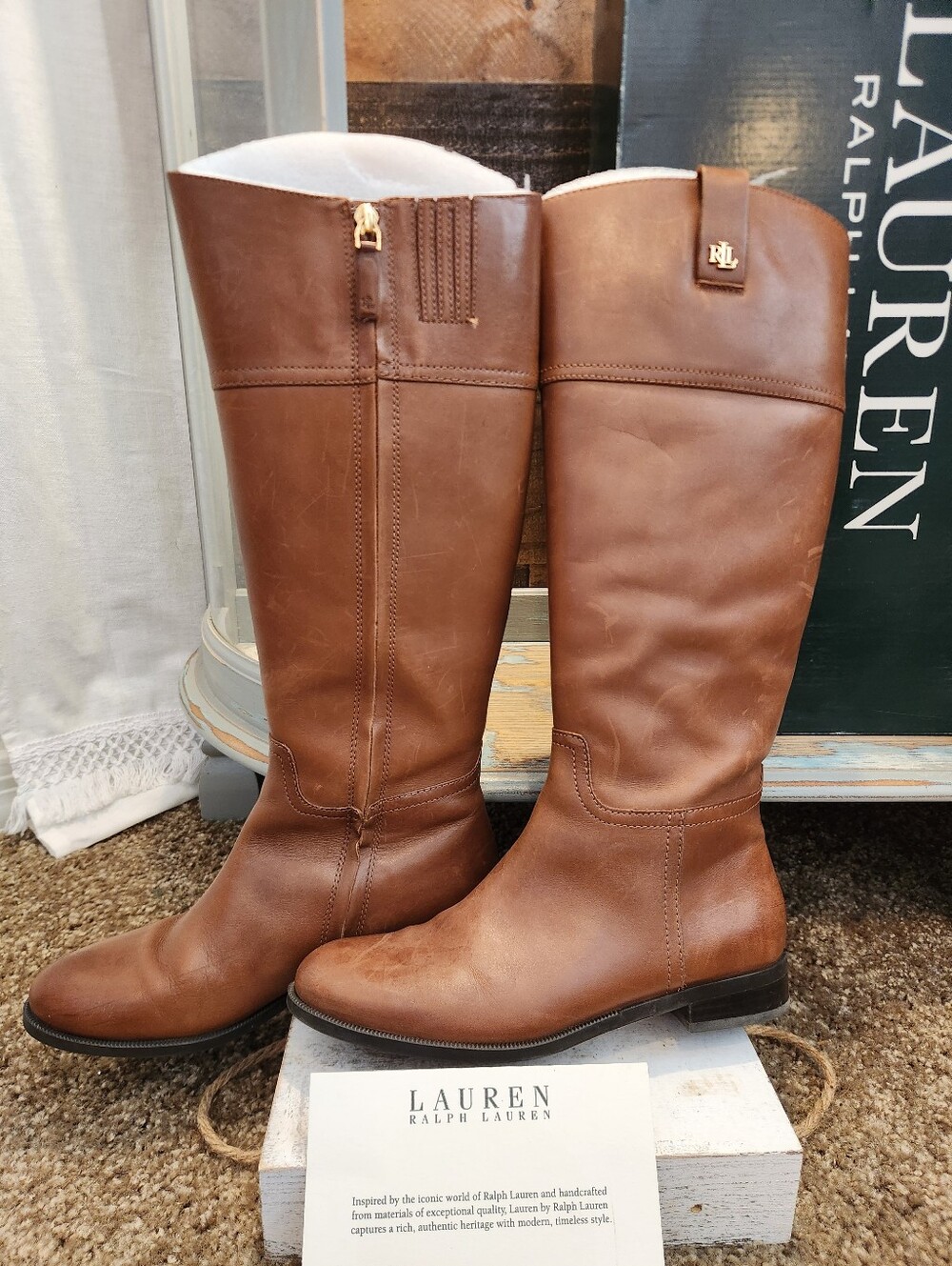 Lauren Ralph Lauren Women's Brown Leather Riding Boots - Picture 5 of 10